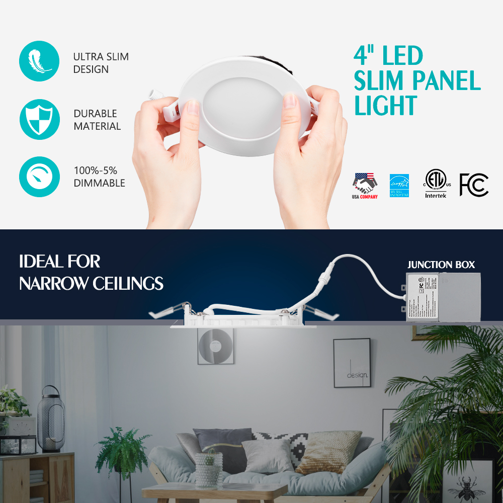 Spot lumineux LED encastrable YG ETL Energy Star, 540LM, 3 pouces, 6 watts, 3000k/4000k/5000k/6000k/3CCT/5CCT