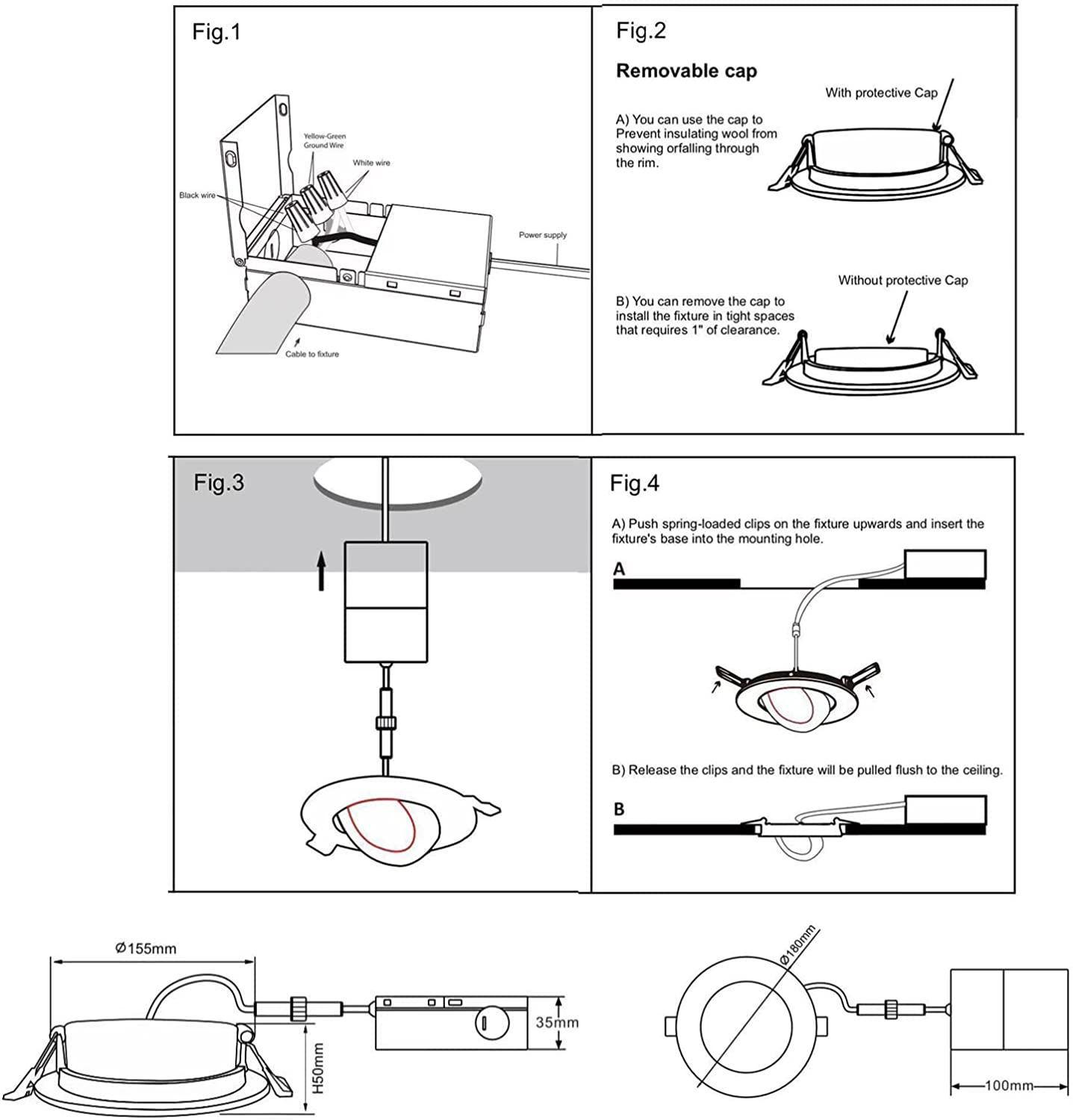 4'' WIFI RVB 2000K-6000K DAMP LED Encastré Panneau à Cardan Downlights avec Boîte de Jonction Dimmable IC Classé Éclairage de Plafond ETL Energy Star répertorié YG002B9-R-5L-WIFI