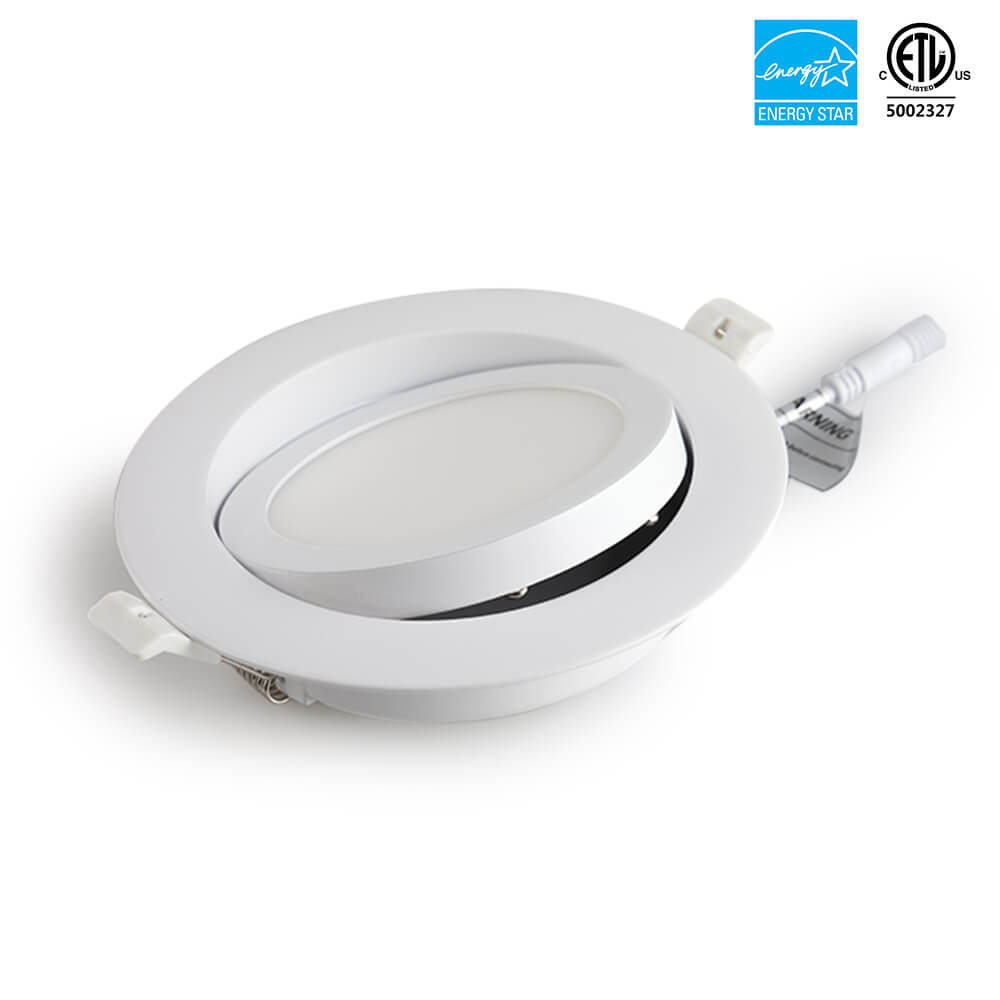 Spot lumineux LED rond à cardan, 4 pouces, 9W, couleur unique, 3000K/4000K/5000K/6000k, 3CCT, variable, avec boîte de jonction, 120V, homologué ETL, IC 