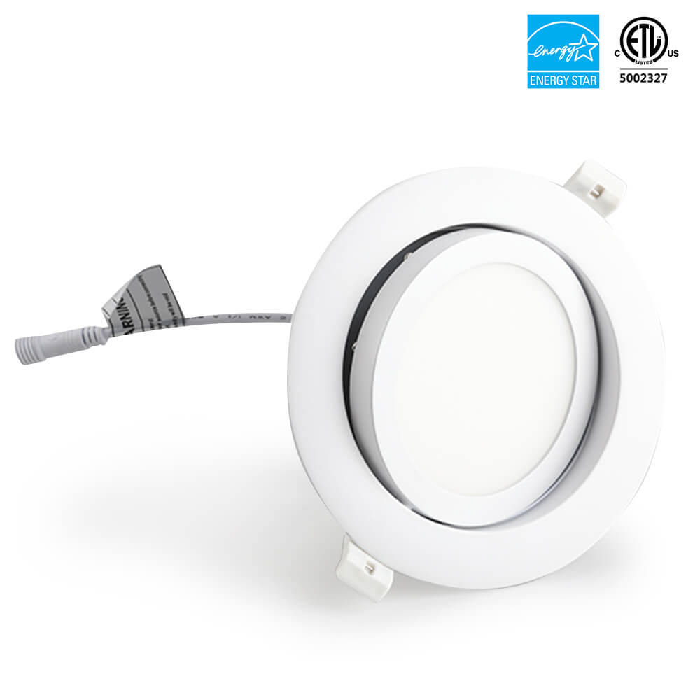 Spot lumineux LED rond à cardan, 4 pouces, 9W, couleur unique, 3000K/4000K/5000K/6000k, 3CCT, variable, avec boîte de jonction, 120V, homologué ETL, IC 