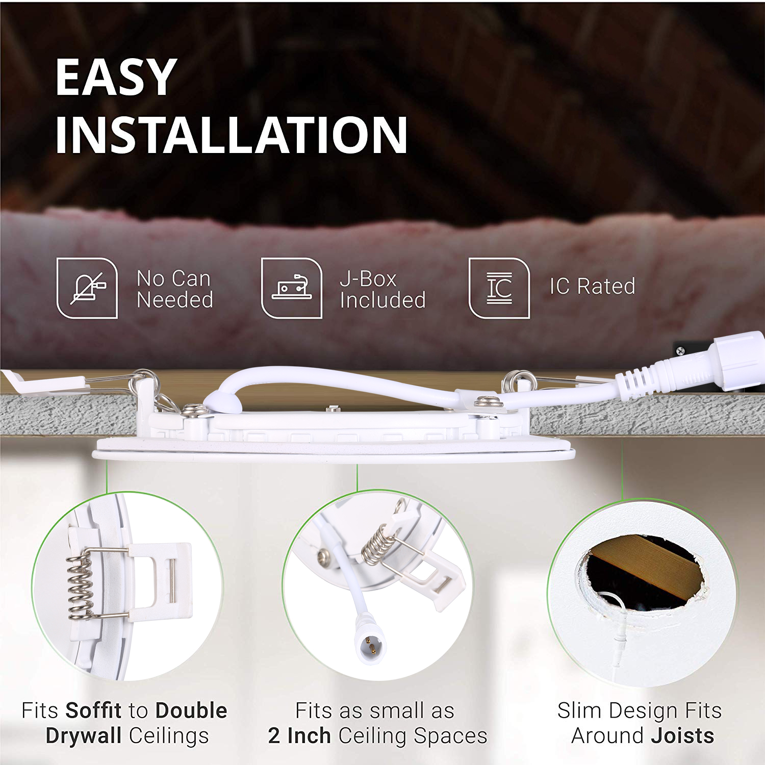 3in 4in 6in 3CCT interrupteur mural potlight encastré panneau mince IP54 LED Downlight