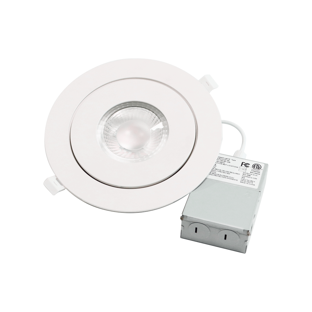 Downlight LED à cardan à intensité variable, 6 pouces, couleur sélectionnable, 3000K/4000K/5000K/6000k, 3CCT, 5CCT, 3CCT+WS, avec boîte de jonction, 120V, homologué ETL, classé IC 