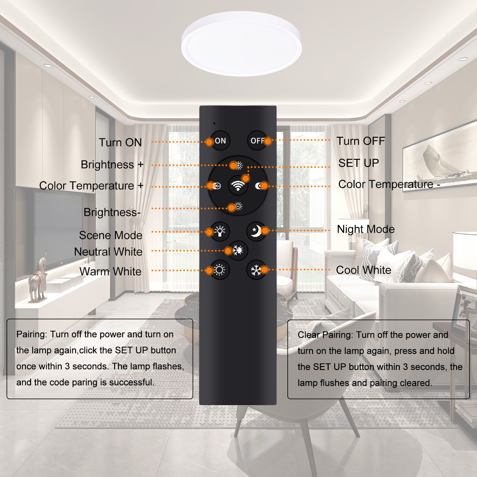 Panneau lumineux à cardan LED humide 3CCT télécommandé 4 pouces 2,4 G avec boîte de jonction Éclairage de plafond classé IC à intensité variable ETL Energy Star répertorié YG002D9-R-2L-2.4G