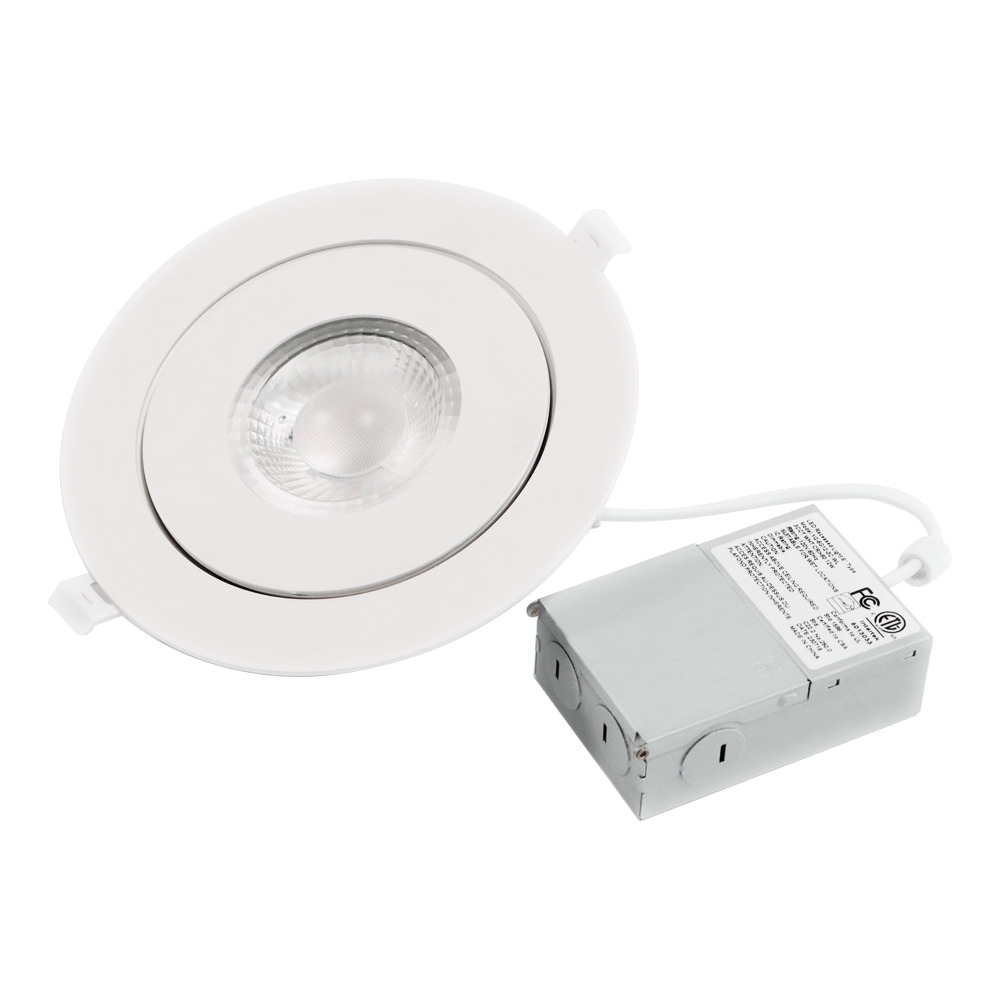 Downlight LED à cardan à intensité variable, 6 pouces, couleur sélectionnable, 3000K/4000K/5000K/6000k, 3CCT, 5CCT, 3CCT+WS, avec boîte de jonction, 120V, homologué ETL, classé IC 